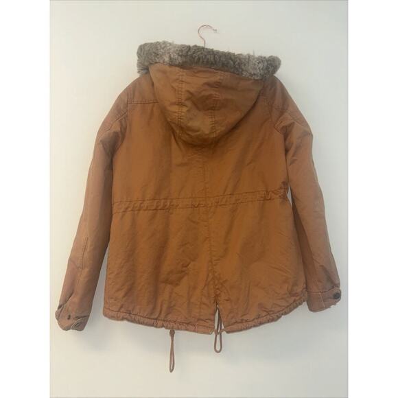H&M Divided Orange Faux Fur Pile-lined Parka Womens Sz Sm Fisherman Outdoor Gorp - Picture 7 of 7